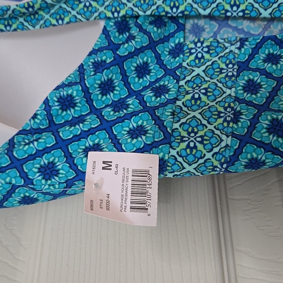 NWT Motherhood Maternity Blue Patterned Halter One-Piece Swimsuit - Picture 6 of 9